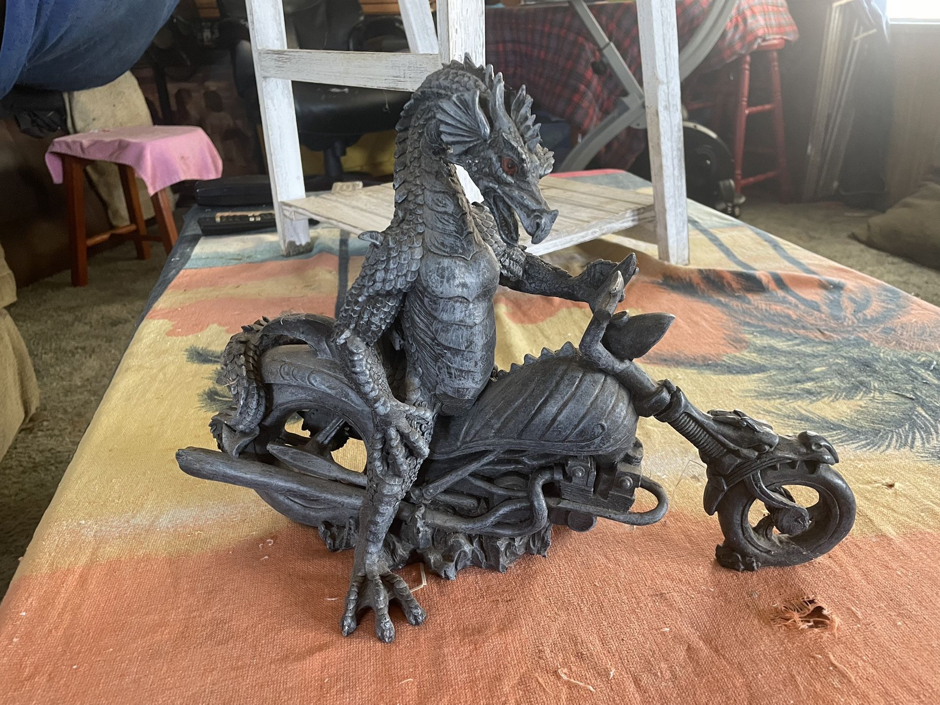 dragon on motorcycle statue