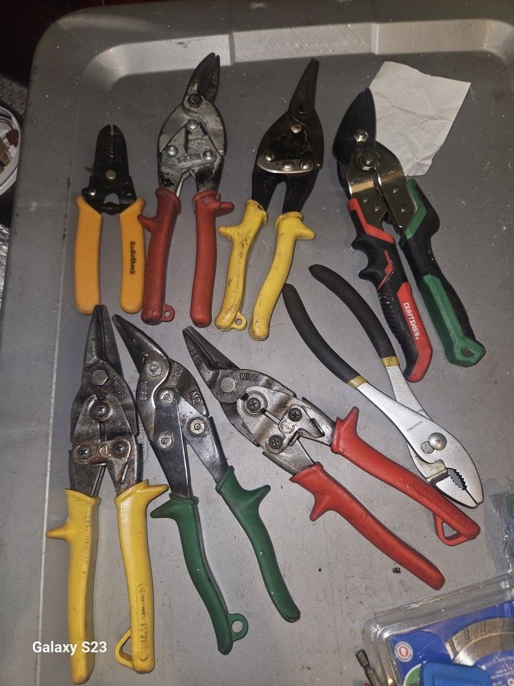 6= Wiss 9 3/4"straight,left And Right,1=electric,1=Mecanic Pinzas