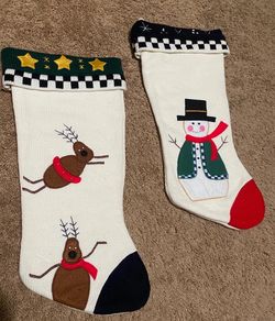 Festive Christmas Stockings with Reindeer and Snowman