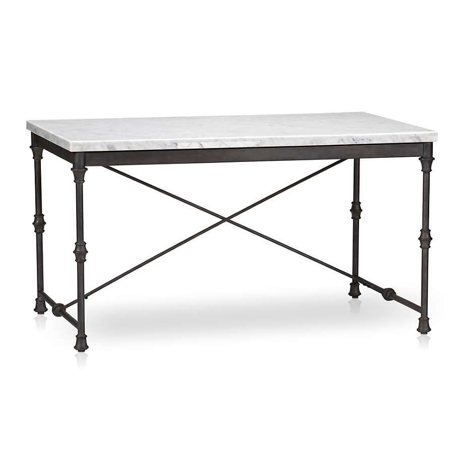 Crate and Barrel - French Kitchen Table, Marble Top + Two Chairs and Dining Bench