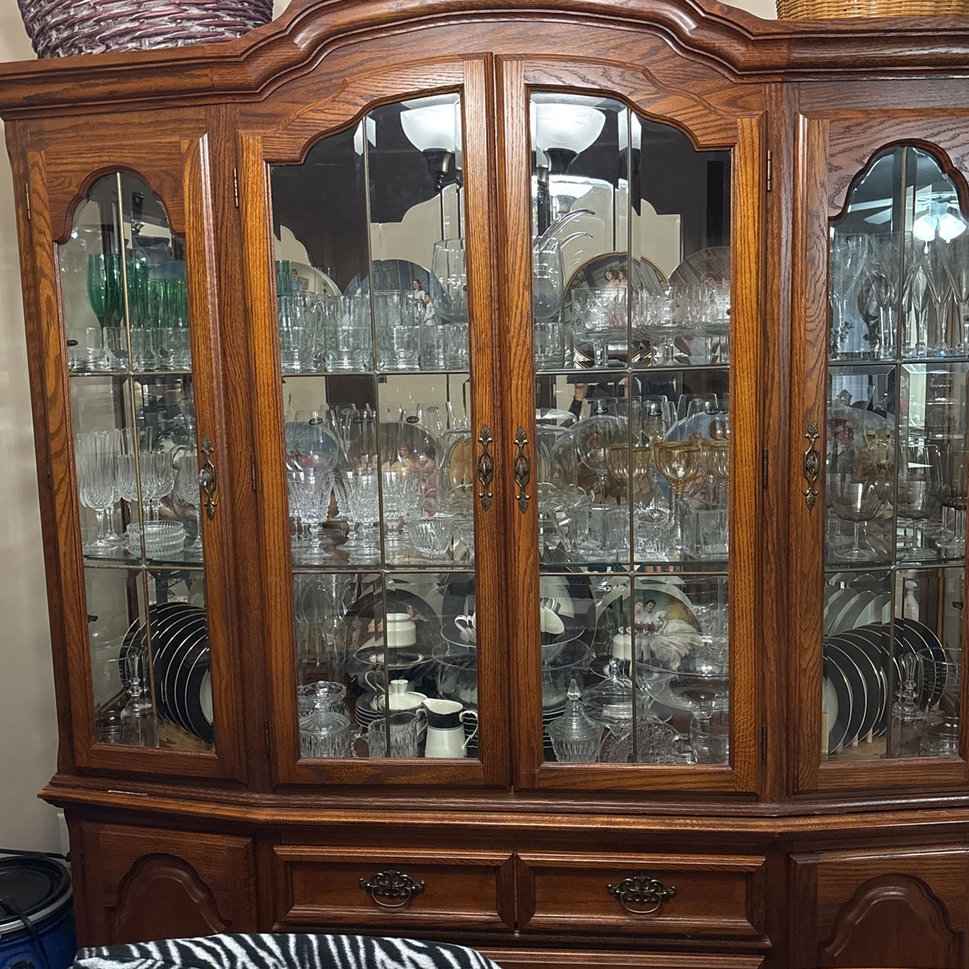 Vintage China Set Cabinet W/ Crystals