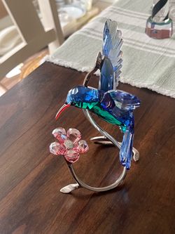 Swarovski Crystal Hummingbird with Pink Flower