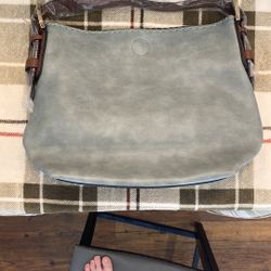 Elegant Gray Leather Shoulder Bag
