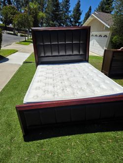 Queen bed and dresser set.