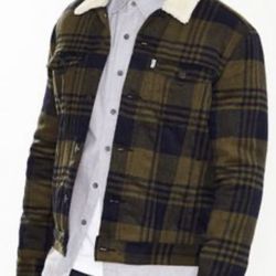 Levi’s Levis Mens Trucker Large Sherpa Jacket Plaid Western Jeans Jean XL Extra Large New NWT Large 
