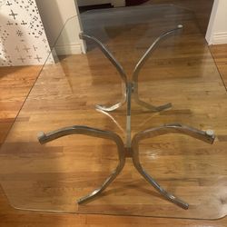 Dining Table With Glass Top In Excellent Condition, Like New 