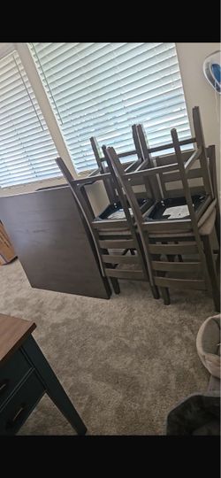Gray Wood Dining Table and Chairs Set