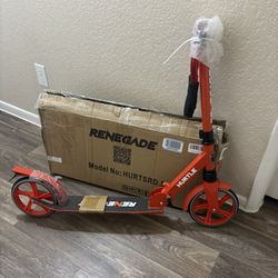 Hurtle Renegade HURTSRD.5 Lightweight Foldable Teen and Adult Adjustable Ride On 2 Wheel Transportation Commuter Kick Scooter, Red 