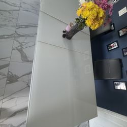 FREEWhite Glass Dining Table For 6-12 Extendable 