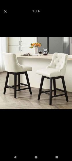 New in box
BFD Swivel Bar Stools Set of 2, Modern Counter Height Chairs with Back and Solid Wood Legs, 26" Seat Height Upholstered Barstools for Kitch
