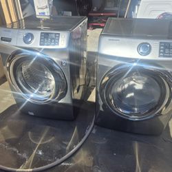 Stainless Steel Samsung Washer And  Gas Dryer Set 