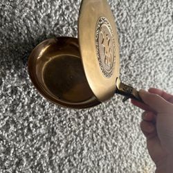 Vintage Antique Victorian Copper Brass Bed Warmer With Handle Chinese Character