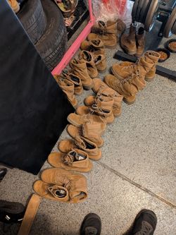 Lot of Used Tan Military Combat Boots