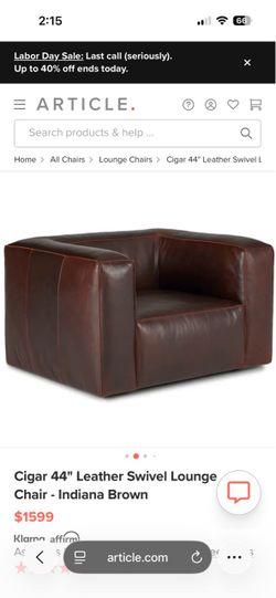 Cigar 44” swivel lounge chair