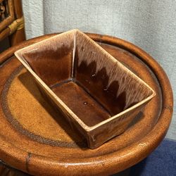 Vintage Brown Drip Glaze Stoneware Planter