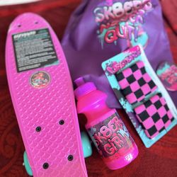 Sk8er Girl Pink Complete Skateboard Set with Wristbands, Water Bottle, Bag