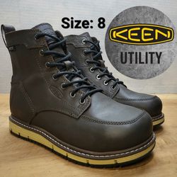 New KEEN Utility Men's San Jose 6" Alloy Toe Waterproof Wedge Work Boots Botas Size: 8