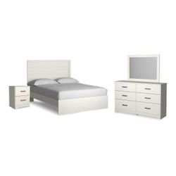 Signature Design by Ashley Stelsie Queen Panel Bed with Dresser, Mirror and Ni