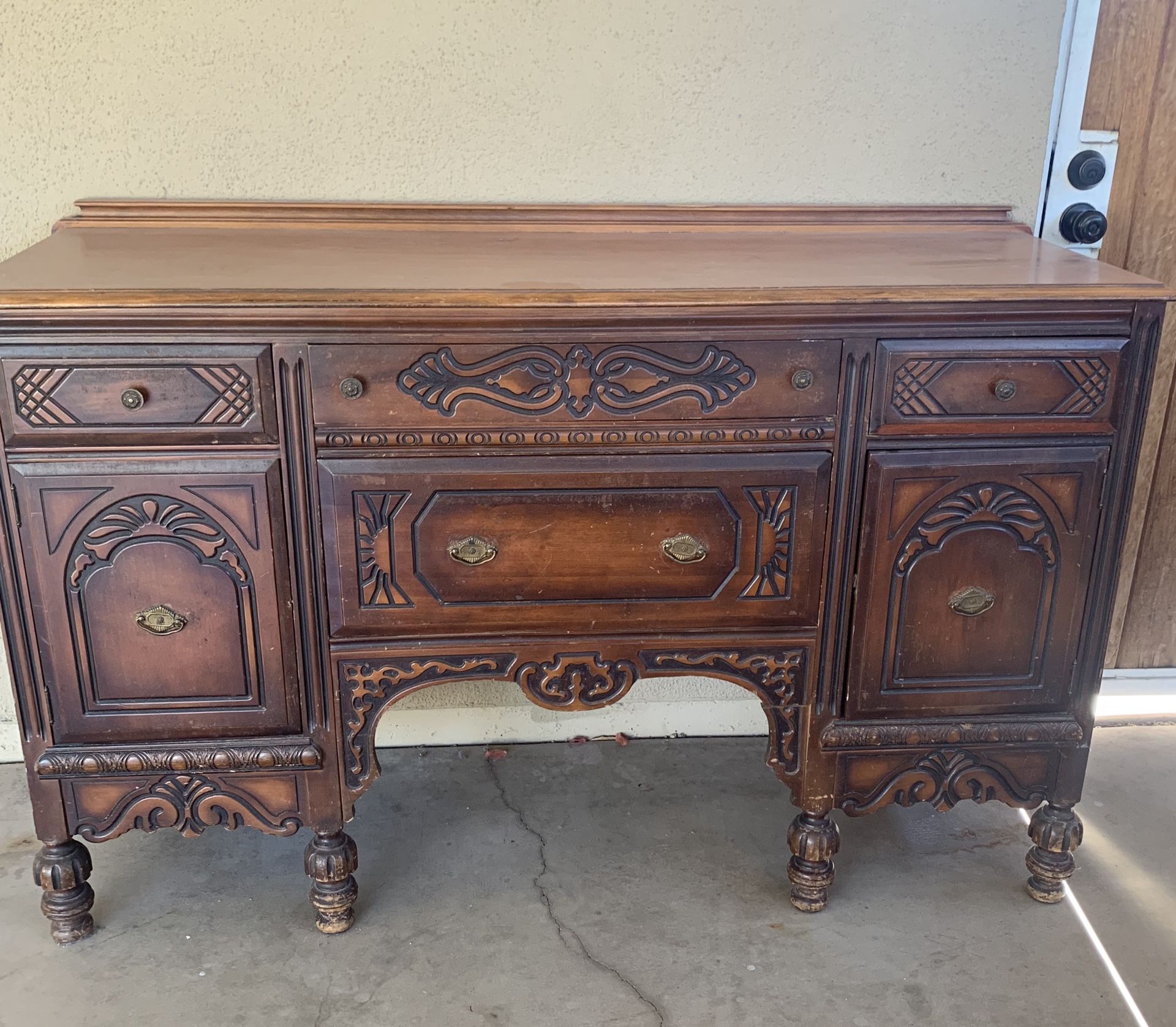 Antique Wooden Buffet Table