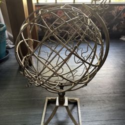 Vintage Silver Metal World Globe