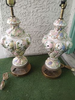 Pair Capodimonte lamps  very beautiful