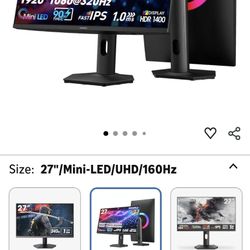 Gaming Monitor Mini Led 4k @160hz/ 1080p @320hz HDR1400