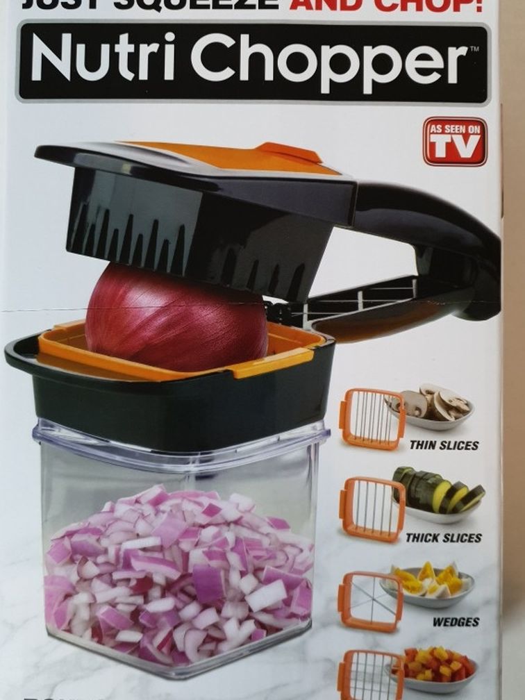 Nutri Chopper w/Storage Container ~ As Seen On TV ~ Just Squeeze & Chop. Condition is "New". Just Squeeze and Chop! * Thin Slices * Thick Slices *