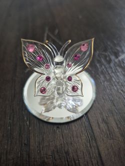 2002 Glass Baron Glass Butterfly Gold Trim & 10 Purple Swarovski Crystals