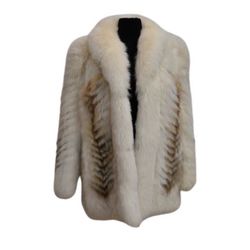 Show Stopper!!!! Brilliant Off white And Red Authentic Fur Coat 