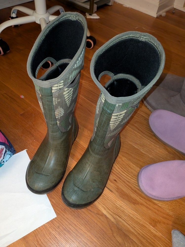 Bogs long women tree print rain boots women size 6