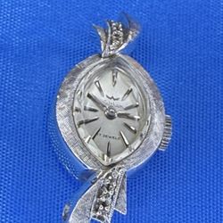  Vintage Waltham Ladies 14K Gold Diamond Mechanical Watch 17 Jewels Working 1960