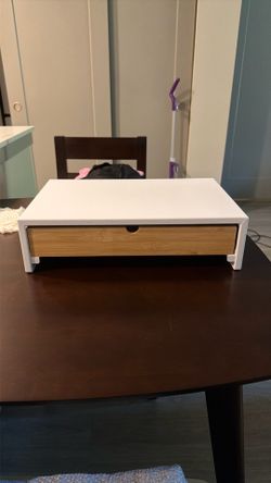 Brightroom White Monitor Stand with Drawer