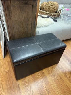 29” Brown Faux Leather Storage Bench Ottoman 29”x15”x16”H