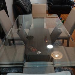 Glass Dining Table With 6 Chairs 