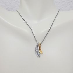 925 sterling Silver women's ladies feather pendant necklace Gift