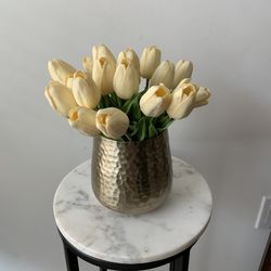 Faux Tulips In Gold Vase