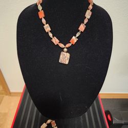 Multicolored Stone Beaded 3-Piece Jewelry Set (Necklace, Bracelet, Earrings)