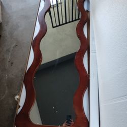 Modern Wooden Full Length Wavy Mirror 