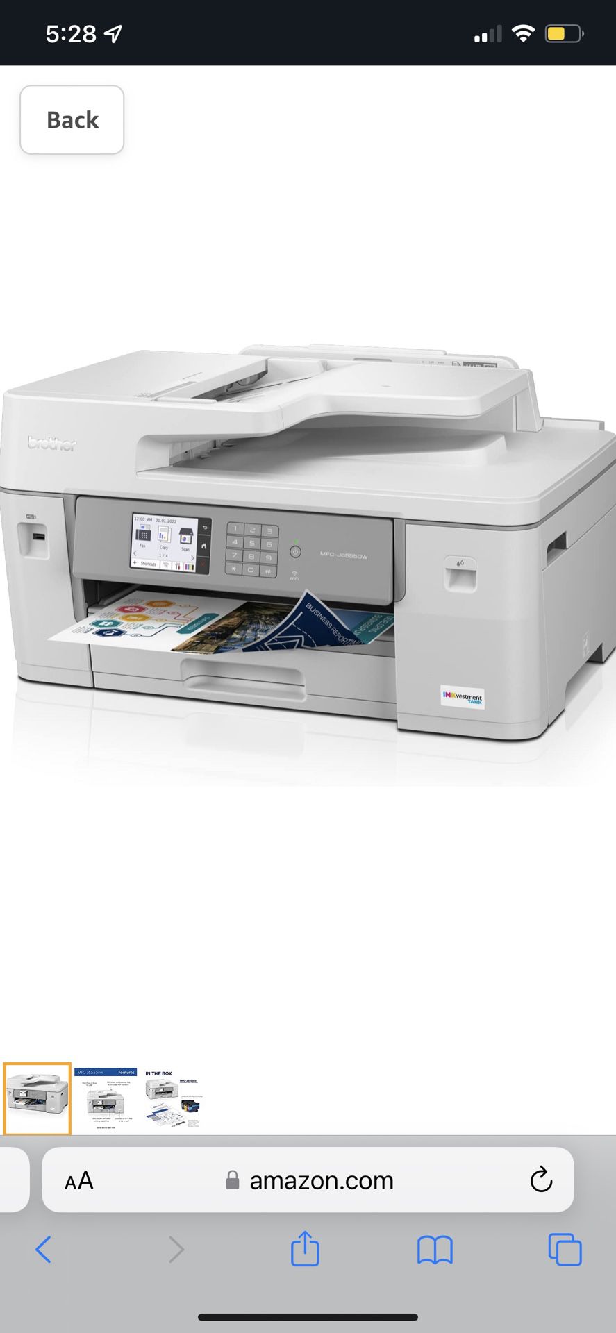 Brother MFC-J6555DW INKvestment Tank Color Inkjet All-in-One Printer with up to 1 Year of Ink in-box1 and 11” x 17” Print, Copy, scan, and fax Capabil