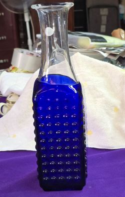 Large Polish Art Handmade Cobalt Blue "Wanda" Glass Hobnail Vase/Decorative Bottle CR2V025