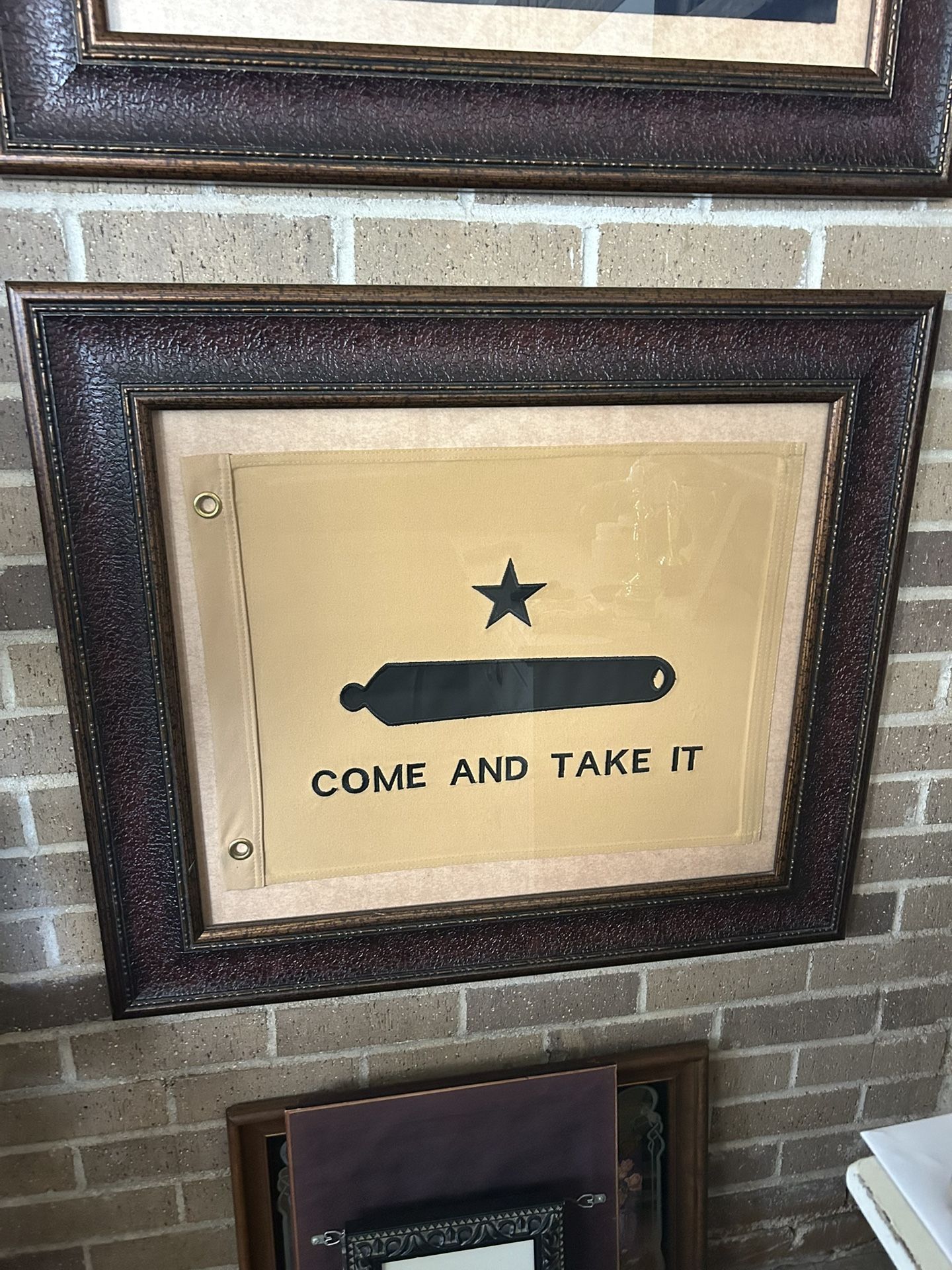 Liberty Flag,  And Gonzales flag in frame asking $100 each
