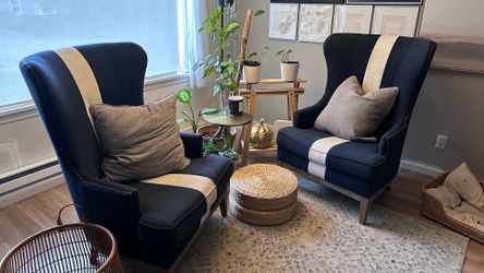 Wingback Striped Chairs