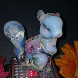 RARE Signed Fenton Art Glass Squirrel Hand Painted by S.Bryan