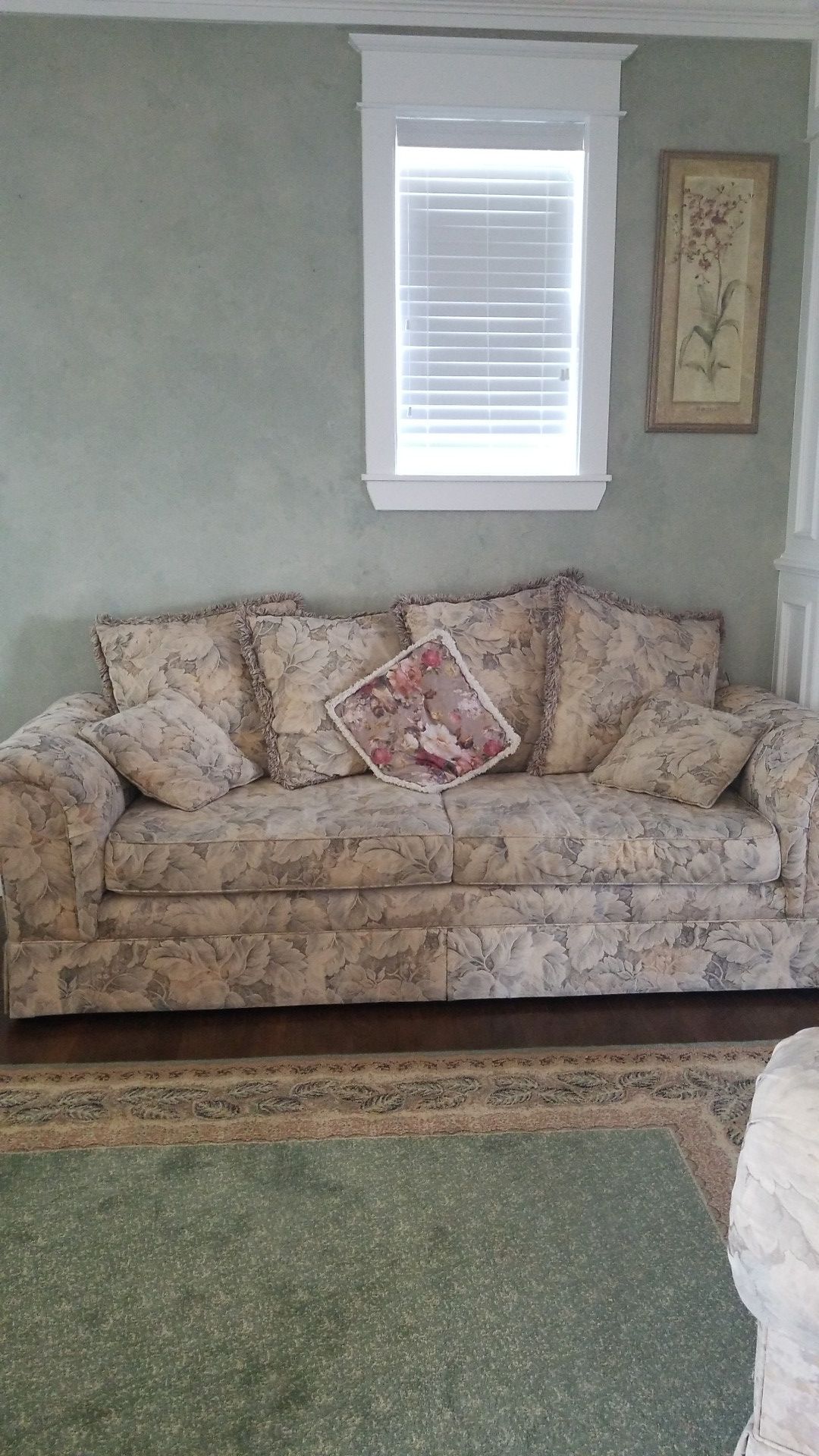 Couch, love seat, and oversized chair and ottoman.