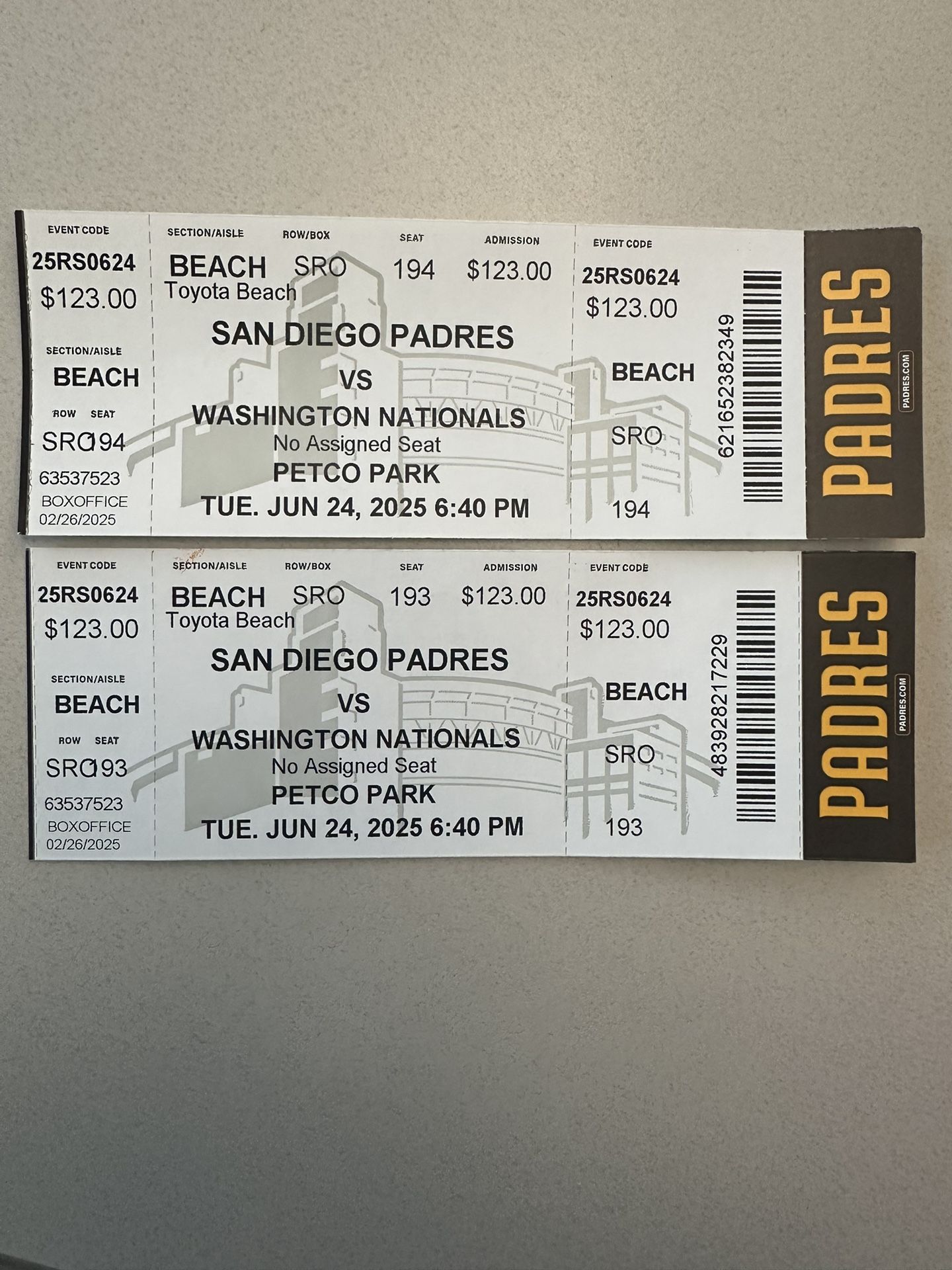 PADRES TICKETS