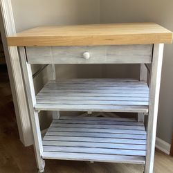 Kitchen Cart on Wheels and Butcher Block Top