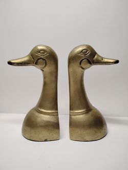 Vintage Solid Brass Duck Bookends (Pair)