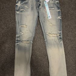 Smoke Rise Jeans Slim Ripped “Ombré Blue”