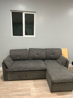 Gray Fabric Sectional Sofa with Chaise