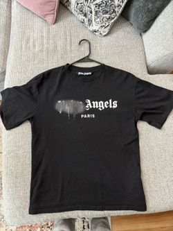 Black Sprayed Logo Palm Angels Tshirt 